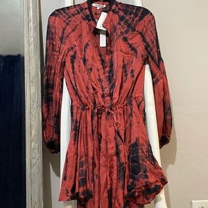 short dress tye dye rust and navy
